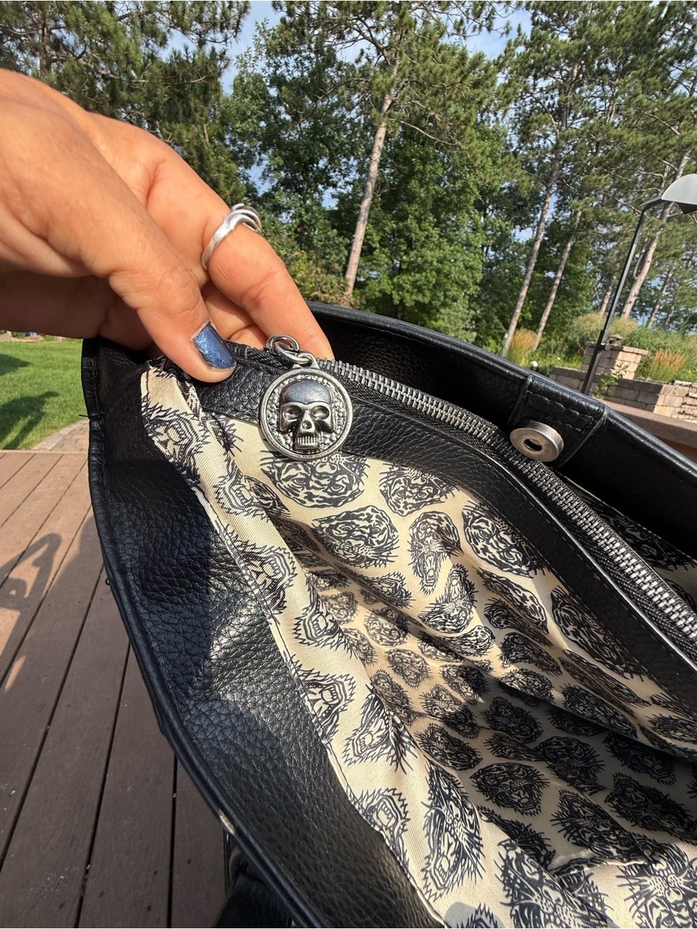 NWT Ed Hardy Studded Tote Rebel Black Shoulder Bag - Picture 10 of 10